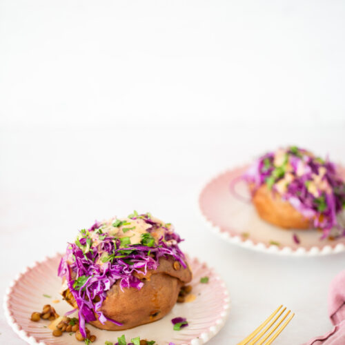 Camote relleno de lenteja