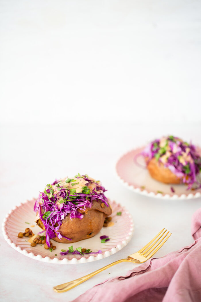 Camote relleno de lenteja