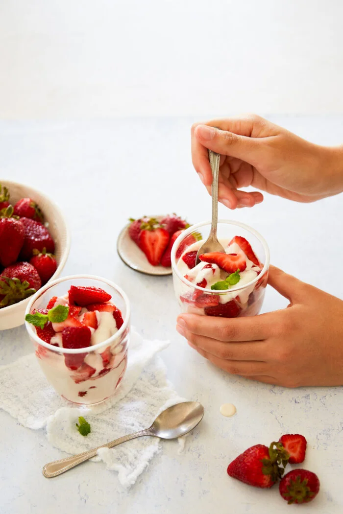 Fresas con crema, receta vegana